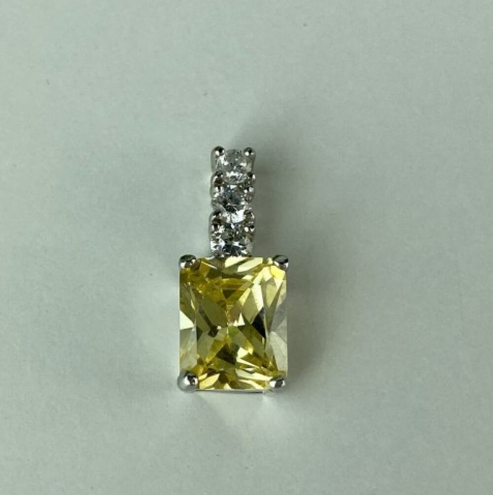 925 Sterling Silver Yellow & White CZ Pendant